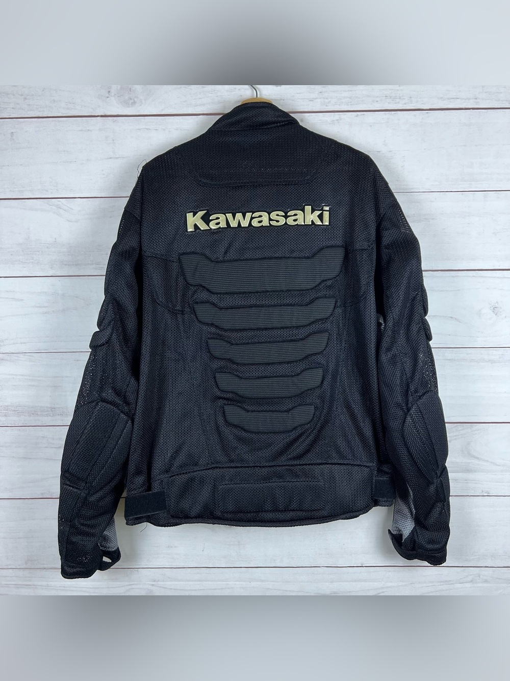 Kawasaki Mesh Motorcycle Jacket Mens 2XL Black Vented Riding Protective Full Zip